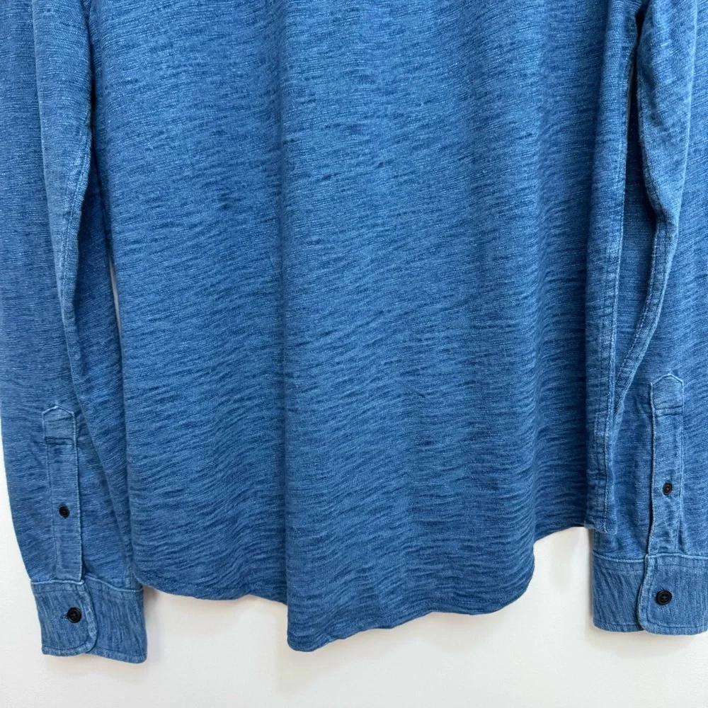 J. Crew Indigo Knit Good Cotton Yarns Garment Dyed Harbor Button Up Shirt Large